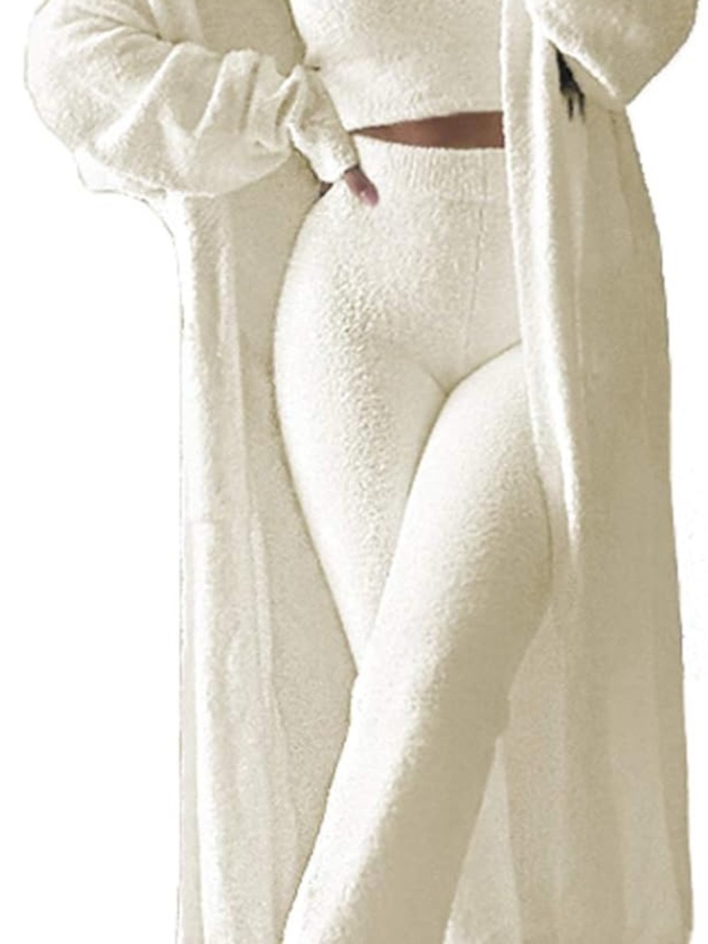 Cozy Sherpa Two-Piece Loungewear Set in Cream